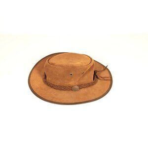 Barmah Unisex  Australian Canvas Drover Hat Suede /Leather Medium